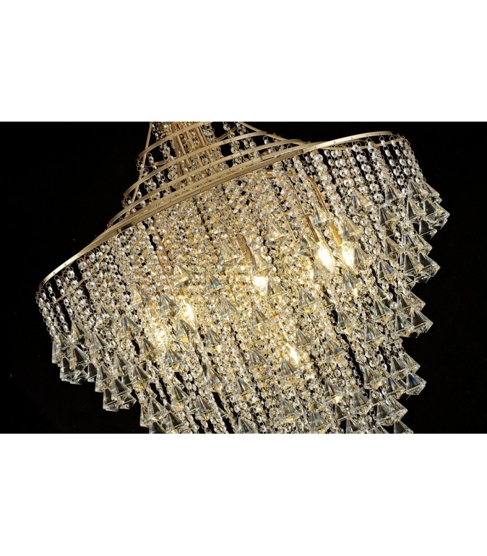 Ceiling Pendant 9 Light E14 French Gold, Crystal - 5