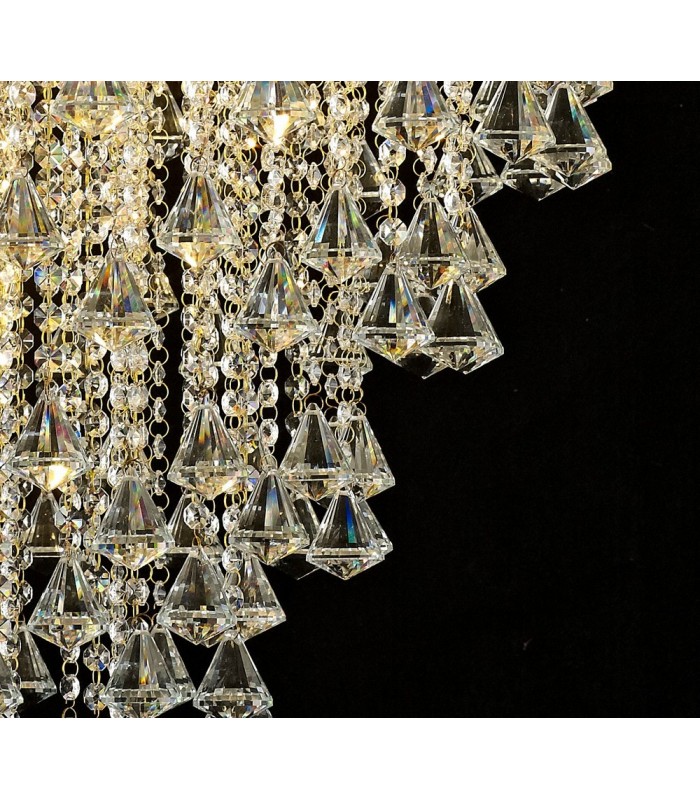 Ceiling Pendant 9 Light E14 French Gold, Crystal - 7