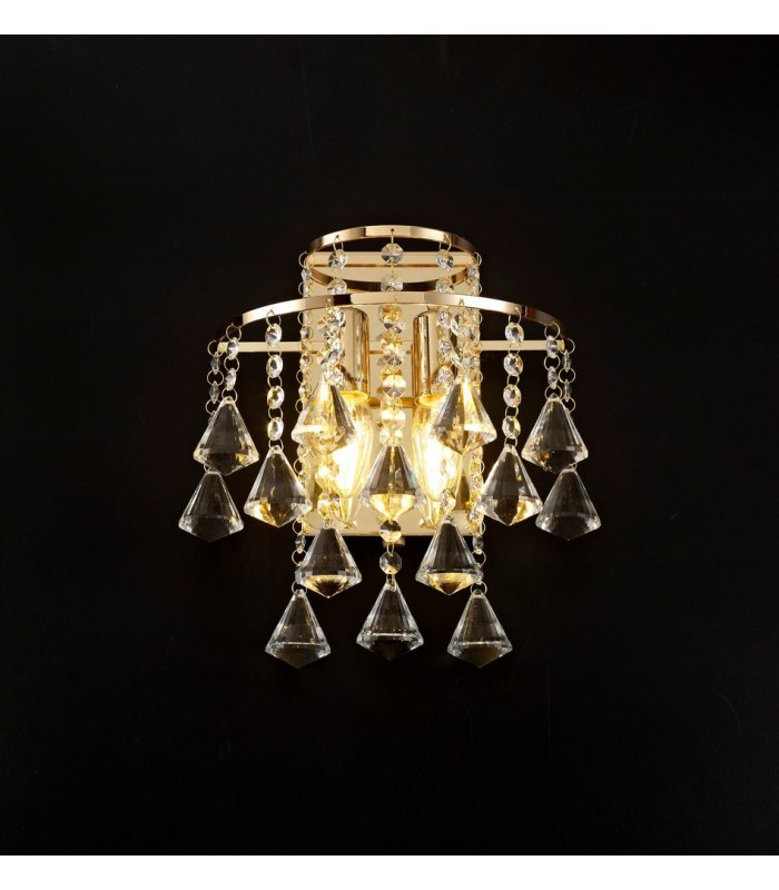 Wall Lamp Switched 2 Light E14 French Gold, Crystal - 2