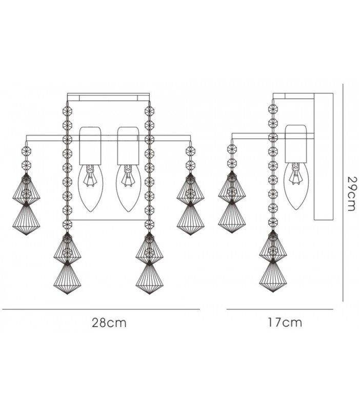 Wall Lamp Switched 2 Light E14 French Gold, Crystal - 3
