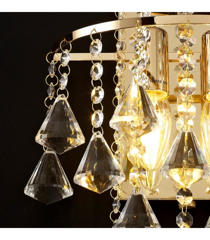 Wall Lamp Switched 2 Light E14 French Gold, Crystal - 5