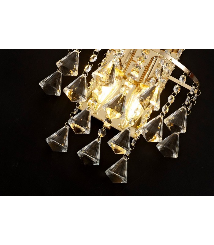 Wall Lamp Switched 2 Light E14 French Gold, Crystal - 6