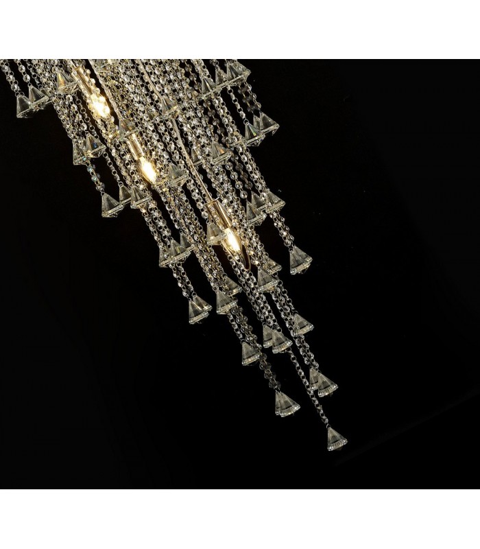 Tall Ceiling Pendant 9 Light E14 French Gold, Crystal - 6