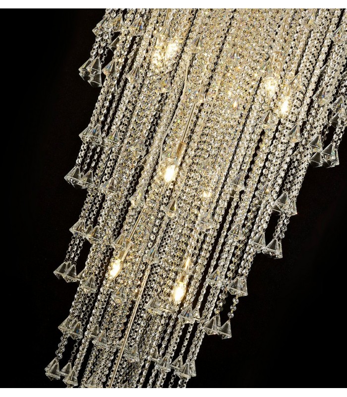 Tall Ceiling Pendant 15 Light E14 French Gold, Crystal - 6