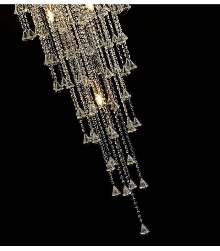 Tall Ceiling Pendant 15 Light E14 French Gold, Crystal - 7