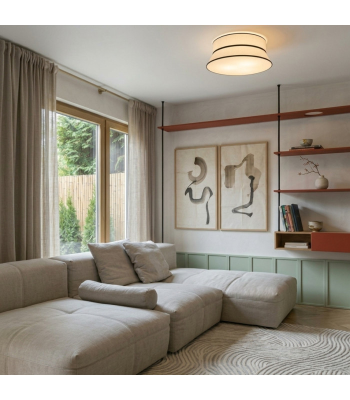Top 60cm 2 Tier Cylindrical Ceiling Light White 3x E27-7