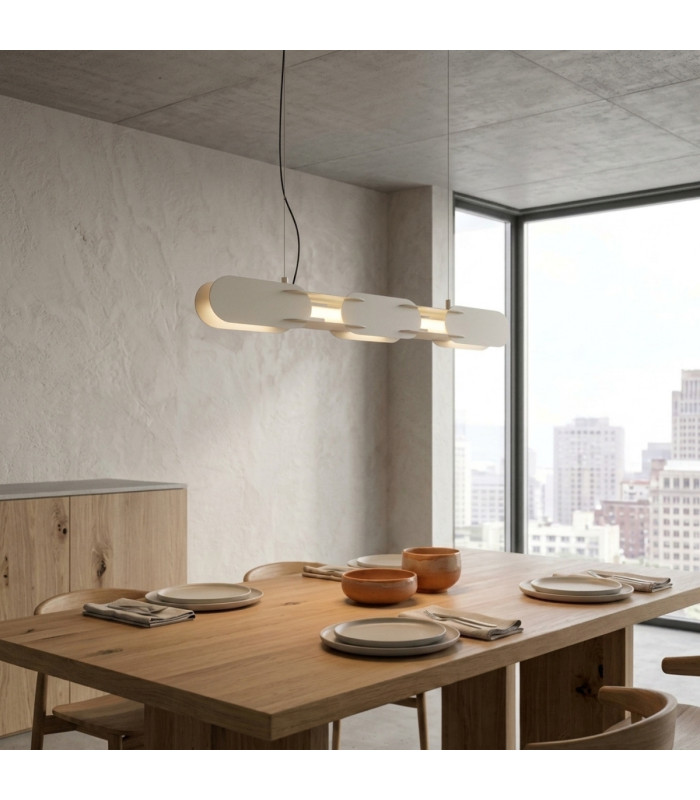Chain 91cm LED Bar Pendant Ceiling Light Beige 4000K-10