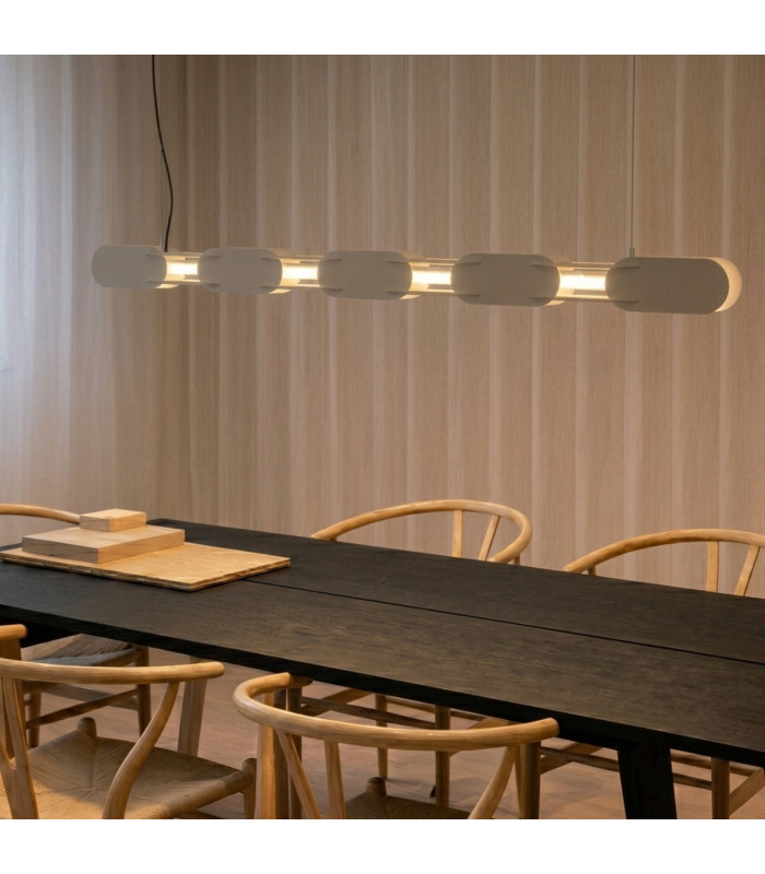 Chain 158cm LED Bar Pendant Ceiling Light Beige 3000K-10