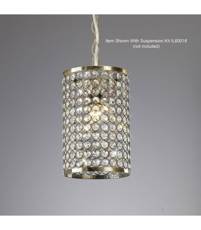 Crystal Cylinder SHADE ONLY Antique Brass, Crystal - 2
