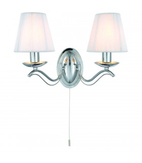 2 Light Indoor Candle Wall Light Chrome with Shades, E14 - 1