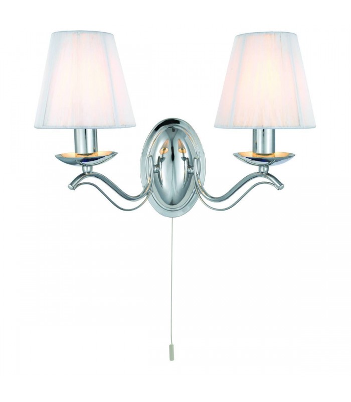 2 Light Indoor Candle Wall Light Chrome with Shades, E14 - 1