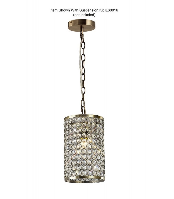 Crystal Cylinder SHADE ONLY Antique Brass, Crystal - 4
