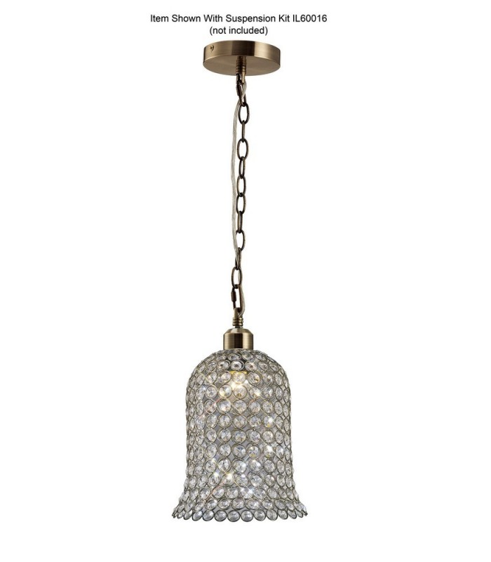 Crystal Bell SHADE ONLY Antique Brass, Crystal - 4