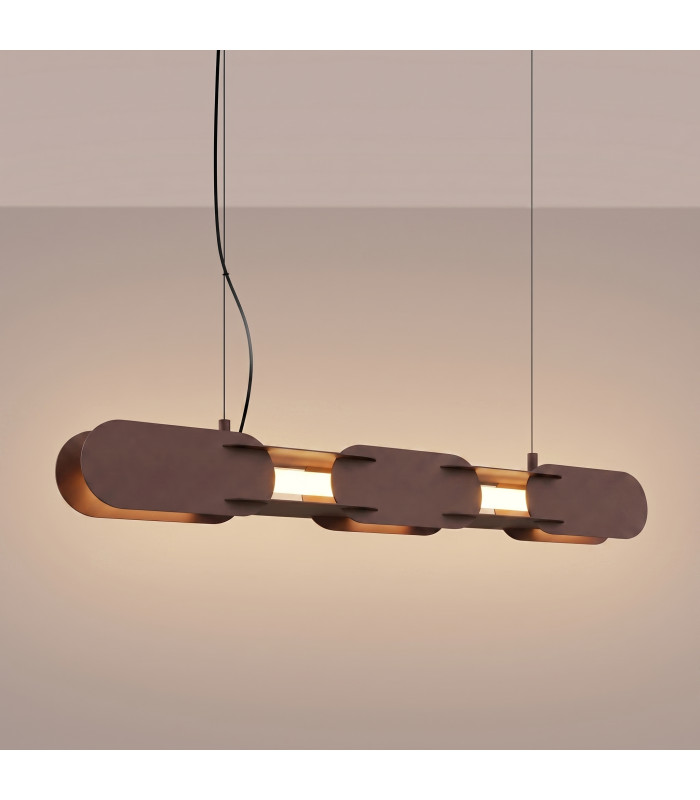 Chain 91cm LED Bar Pendant Ceiling Light Brown 3000K-3