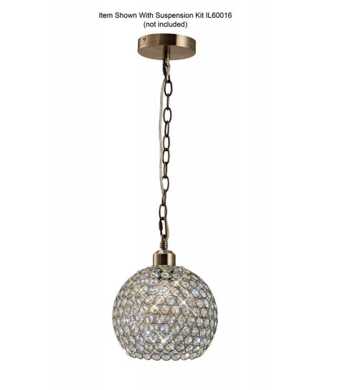 Crystal Globe SHADE ONLY Antique Brass, Crystal - 4