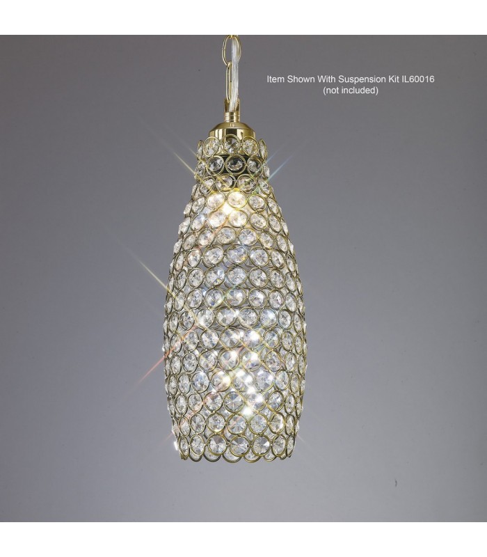 Crystal Drum SHADE ONLY Antique Brass, Crystal - 2