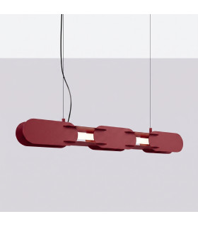 Chain 91cm LED Bar Pendant Ceiling Light Burgundy 3000K-2
