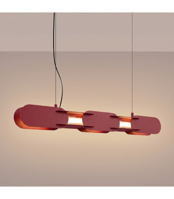 Chain 91cm LED Bar Pendant Ceiling Light Burgundy 3000K-3