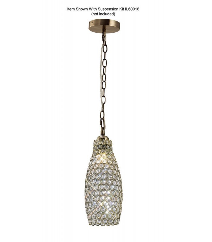 Crystal Drum SHADE ONLY Antique Brass, Crystal - 4