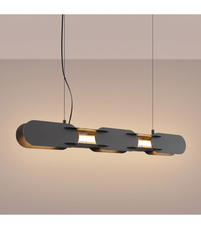 Chain 91cm LED Bar Pendant Ceiling Light Black 3000K-3