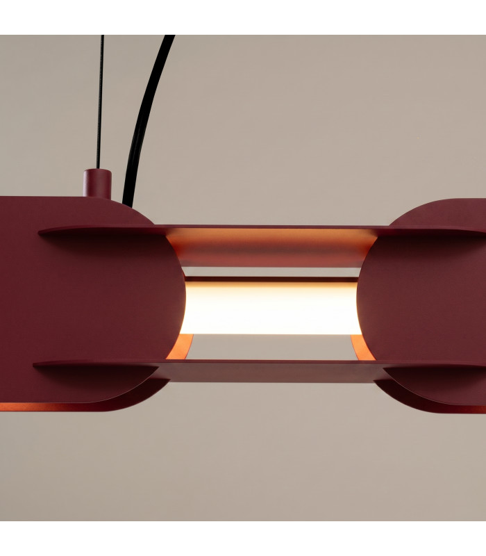 Chain 91cm LED Bar Pendant Ceiling Light Burgundy 3000K-4
