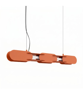 Chain 91cm LED Bar Pendant Ceiling Light Red Ochre 3000K-1