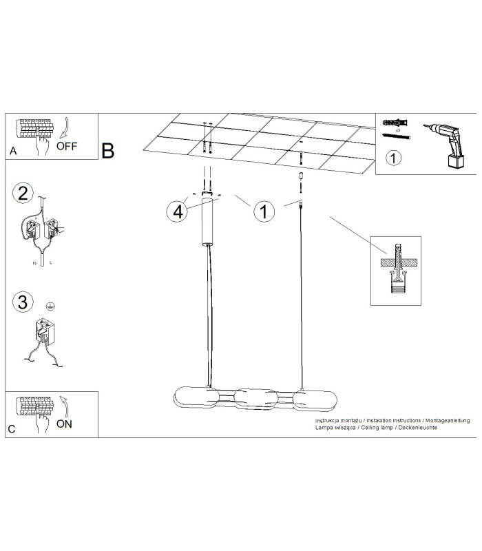 Chain 91cm LED Bar Pendant Ceiling Light Red 3000K-7