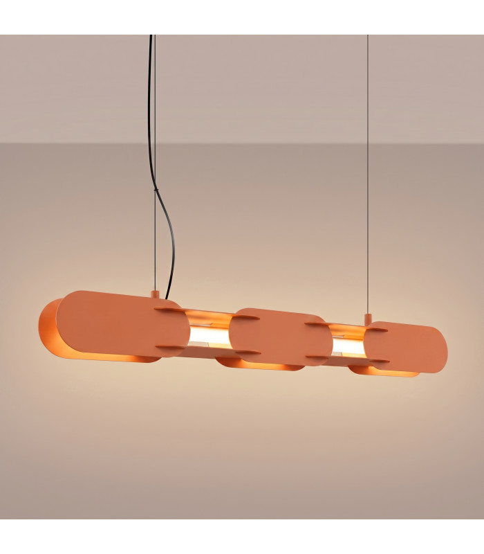 Chain 91cm LED Bar Pendant Ceiling Light Red Ochre 3000K-3