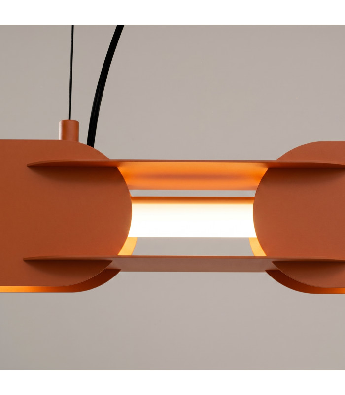 Chain 91cm LED Bar Pendant Ceiling Light Red Ochre 3000K-4