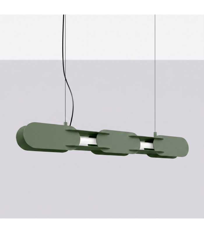Chain 91cm LED Bar Pendant Ceiling Light Olive Green 3000K-2