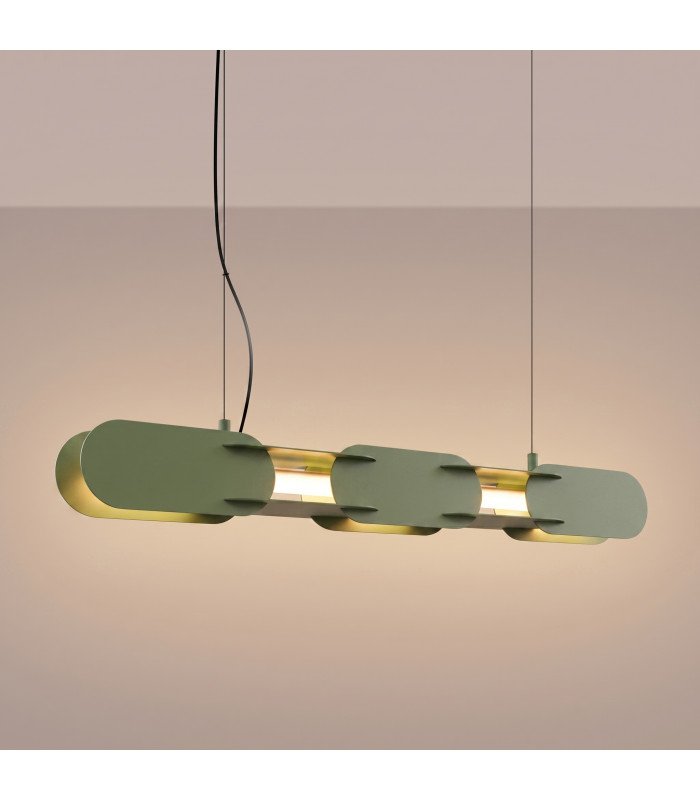 Chain 91cm LED Bar Pendant Ceiling Light Olive Green 3000K-3