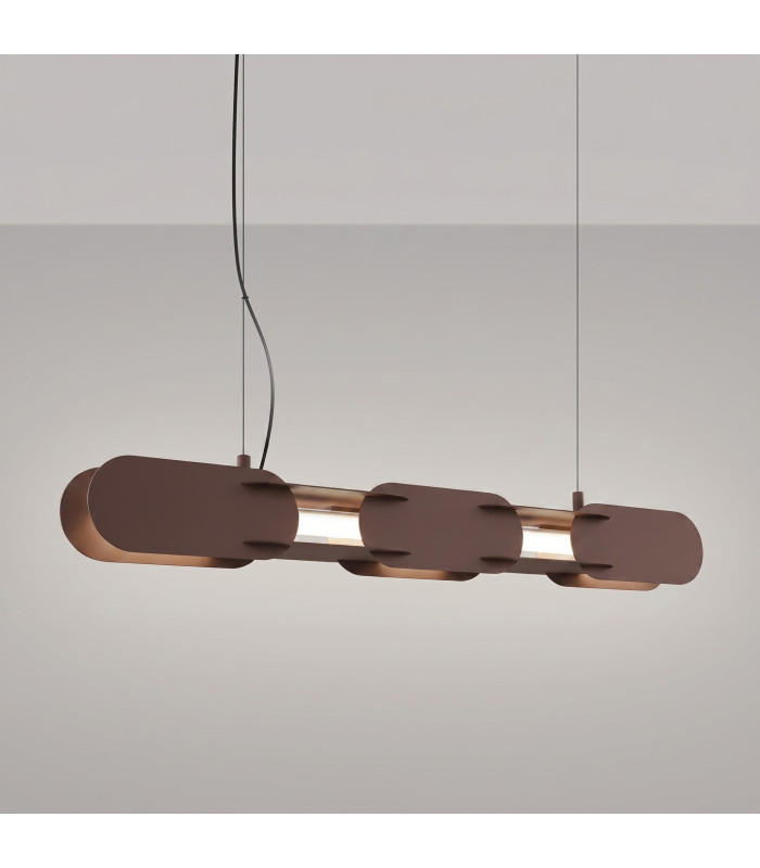 Chain 91cm LED Bar Pendant Ceiling Light Brown 4000K-3