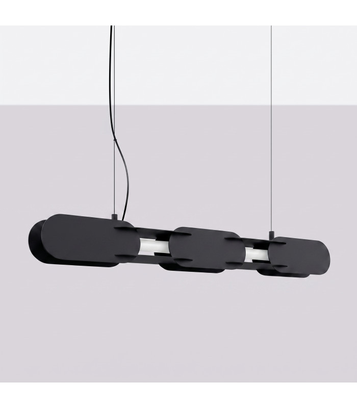 Chain 91cm LED Bar Pendant Ceiling Light Black 4000K-2