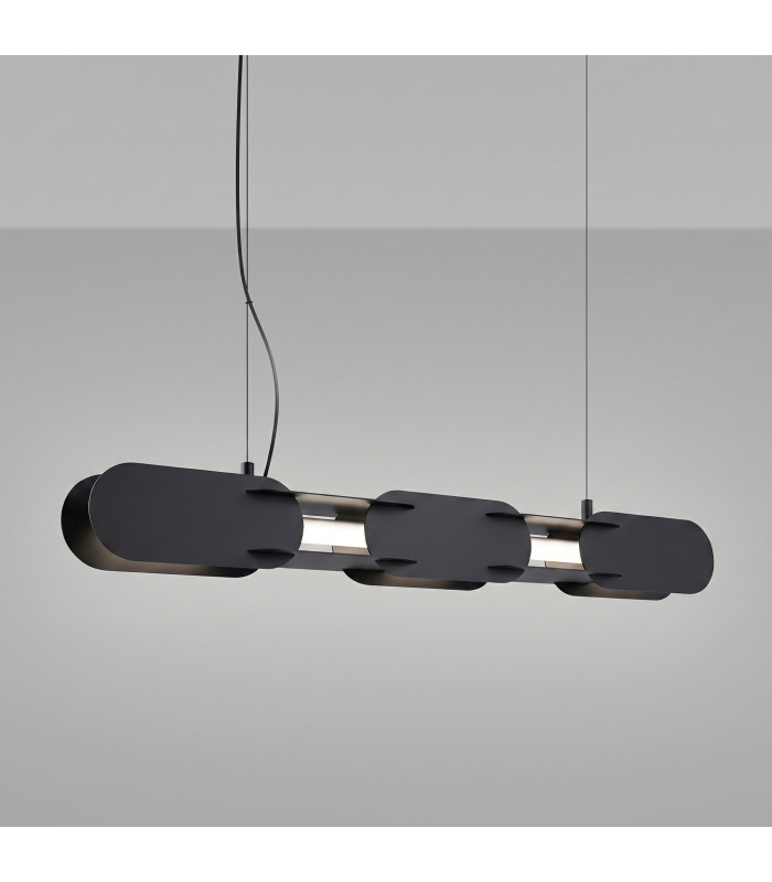 Chain 91cm LED Bar Pendant Ceiling Light Black 4000K-3