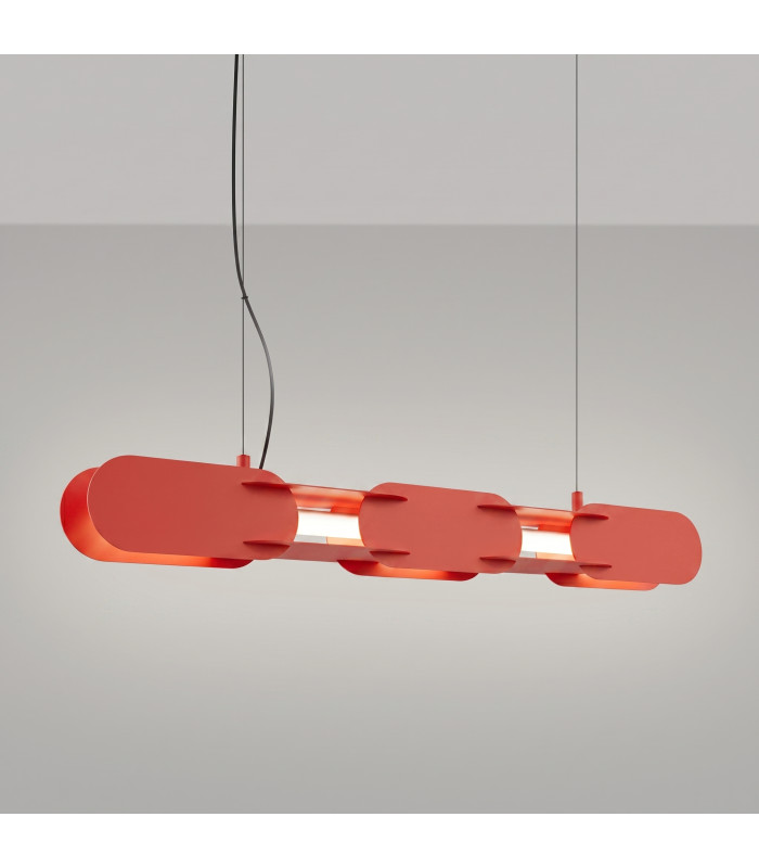 Chain 91cm LED Bar Pendant Ceiling Light Red 4000K-3