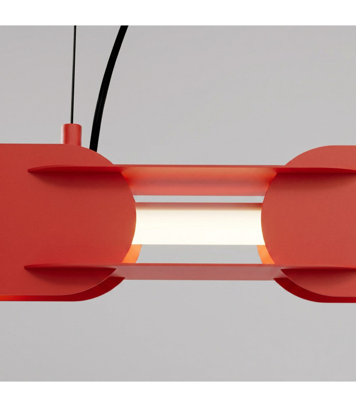 Chain 91cm LED Bar Pendant Ceiling Light Red 4000K-4