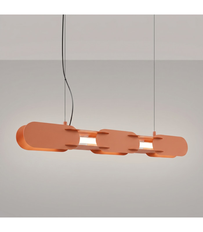 Chain 91cm LED Bar Pendant Ceiling Light Red Ochre 4000K-3