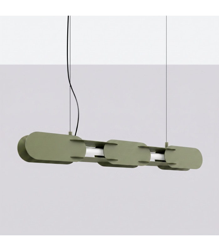 Chain 91cm LED Bar Pendant Ceiling Light Olive Green 4000K-2