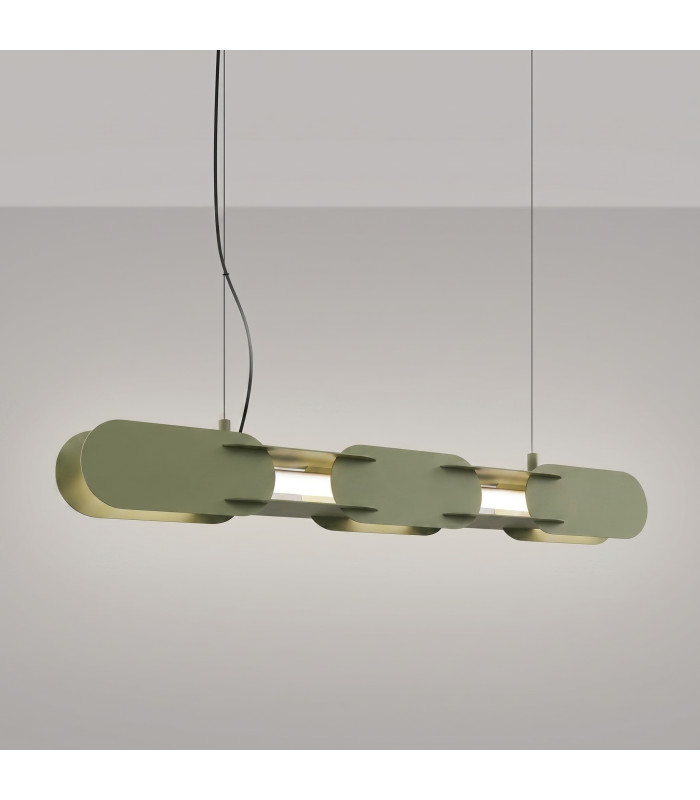 Chain 91cm LED Bar Pendant Ceiling Light Olive Green 4000K-3