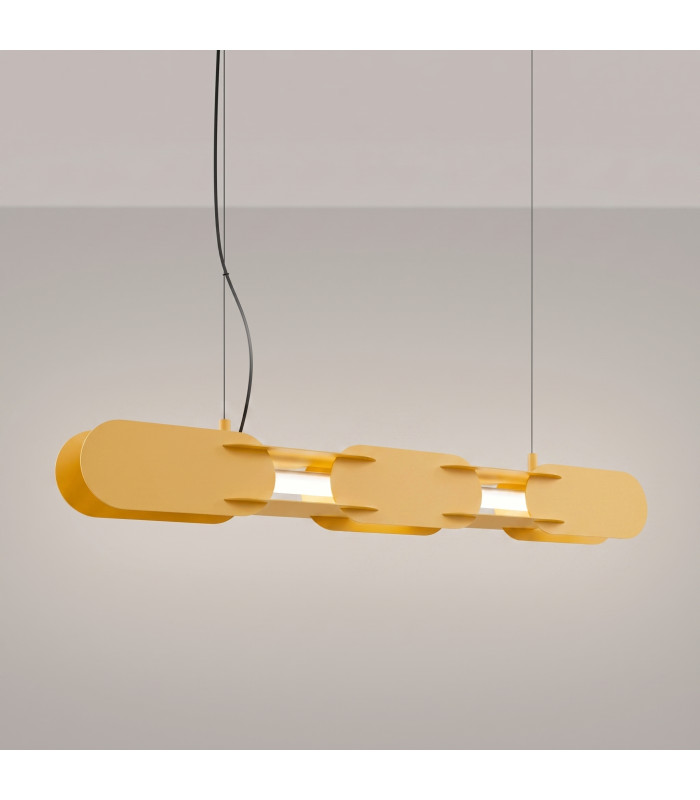 Chain 91cm Integrated LED Bar Pendant Ceiling Light Yellow 4000K-3