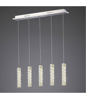 Ceiling Pendant 5 Drop 15W LED 4000K Polished Chrome, Crystal - 2