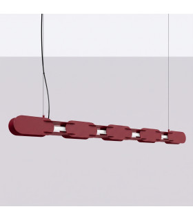 Chain 158cm LED Bar Pendant Ceiling Light Burgundy 3000K-2