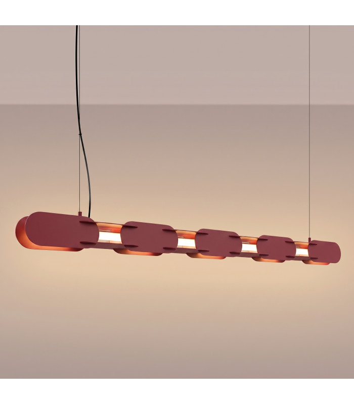 Chain 158cm LED Bar Pendant Ceiling Light Burgundy 3000K-3