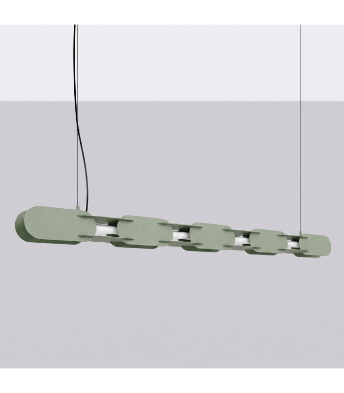 Chain 158cm LED Bar Pendant Ceiling Light Olive Green 3000K-2
