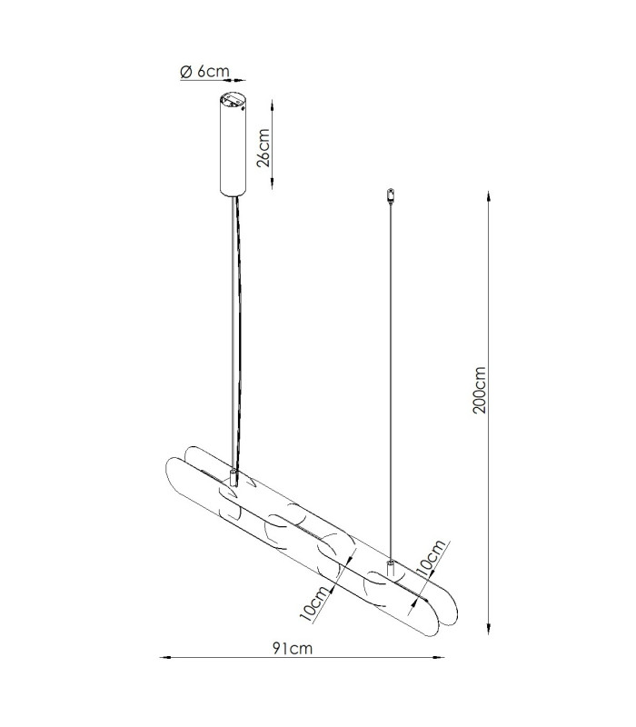 Chain 158cm LED Bar Pendant Ceiling Light Brown 4000K-6