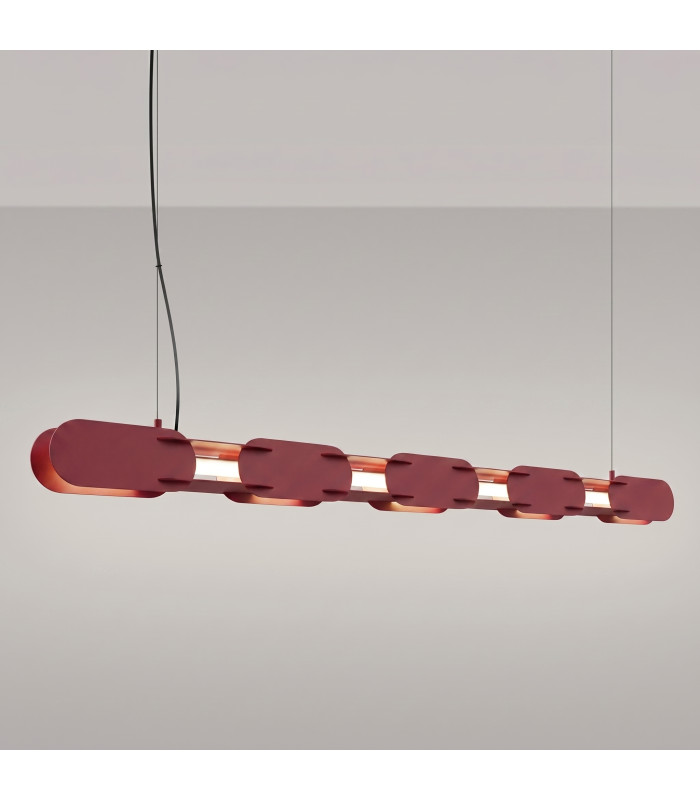 Chain 158cm LED Bar Pendant Ceiling Light Burgundy 4000K-3