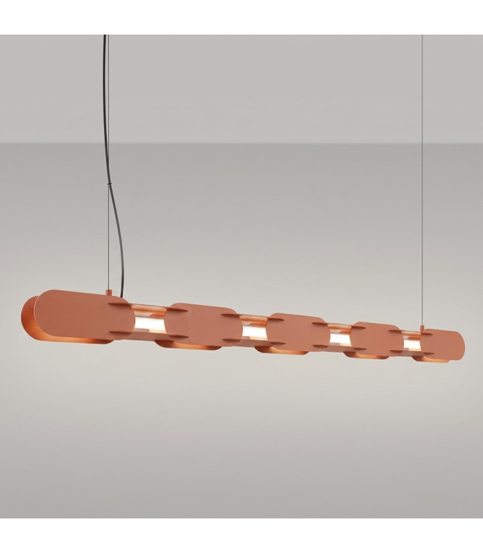 Chain 158cm LED Bar Pendant Ceiling Light Red Ochre 4000K-3
