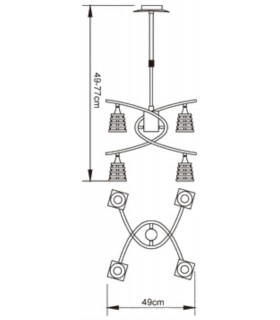 Telescopic Ceiling Pendant Semi Flush Convertible 4 Light G9, Satin Nickel - 2