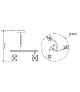 Semi Flush Ceiling 3 Light G9, Antique Brass - 2