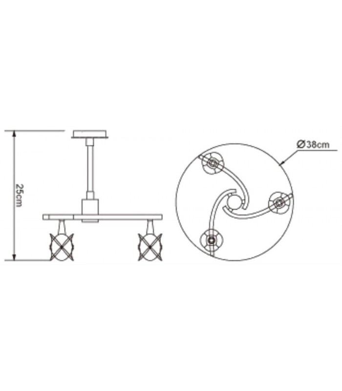 Semi Flush Ceiling 3 Light G9, Antique Brass - 2